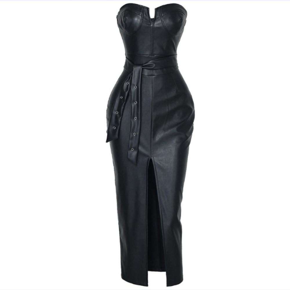 Leather Midi Dress